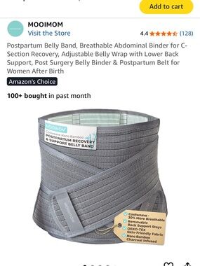 Gray Postpartum Recovery Belly Band - Breathable Abdominal Binder